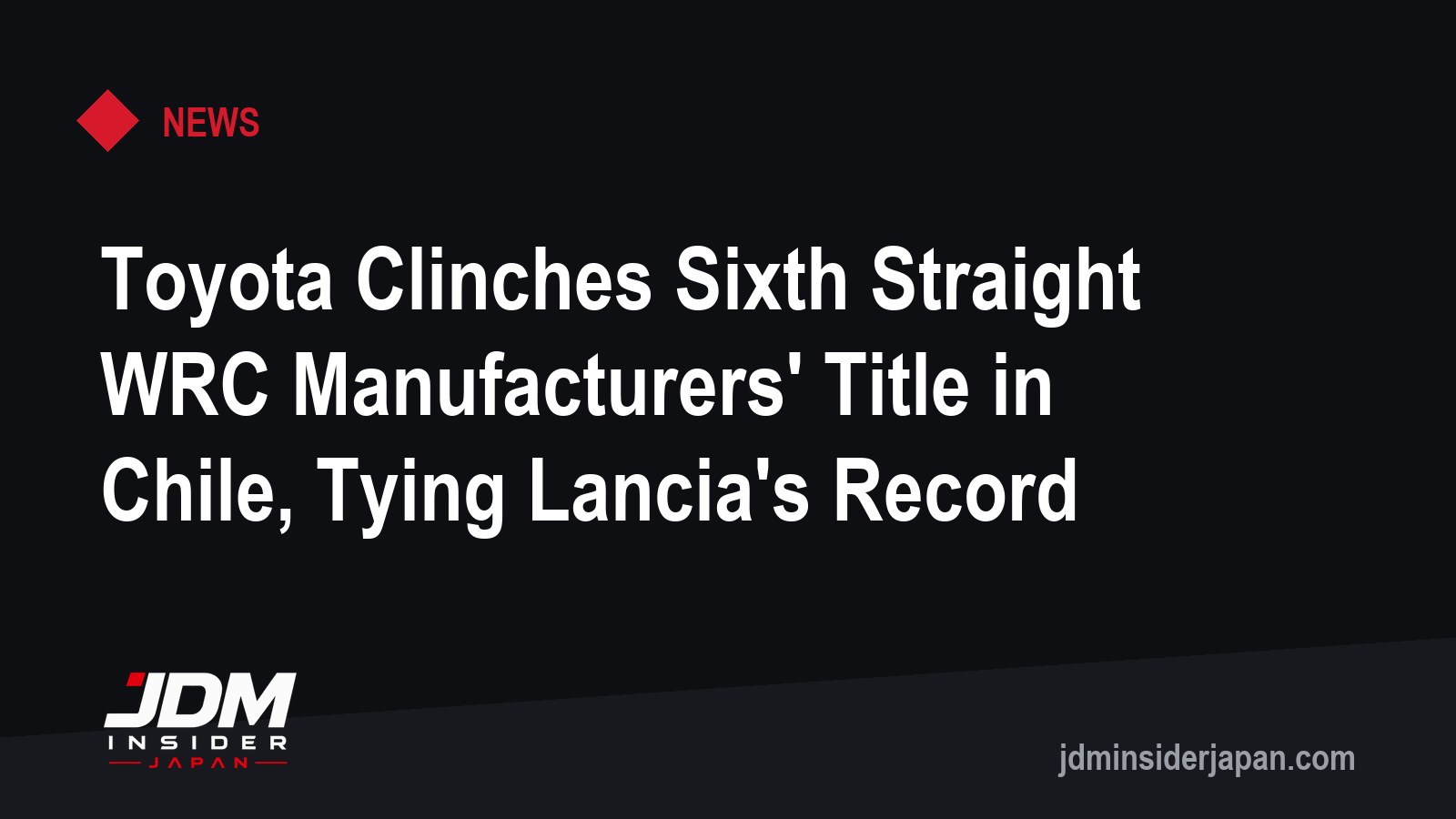 Toyota Clinches Sixth Straight WRC Manufacturers' Title in Chile, Tying Lancia's Record